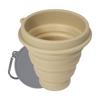 Pine Field Collapsible Silicone Cup with Lid and Carabiner, Sand Beige