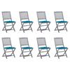 Day and Night - Day and Night Folding Garden Chairs 8 Units and Cushions Solid Acacia Wood