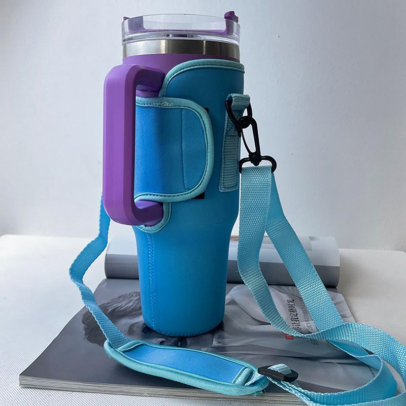 40Oz Water Bottle Carrier Bag Adjustable Shoulder Strap Mug Cups Sleeve Solid Color Bottle Holder For Outdoor Hiking