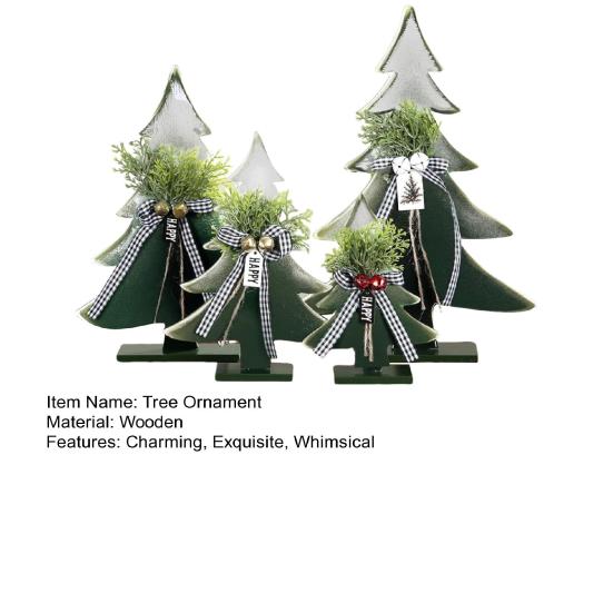 Wooden Christmas Tree Decor 5-10 Inch Farmhouse Table Centerpiece with Bell Ornaments Rustic Holiday Display for Mantel And Dining Table