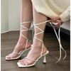 2025 Women's Summer Cross Strap Designer Party High Heel Shoes Stiletto Sandals Daily Office Fashion Womens Thin Heels Sandals