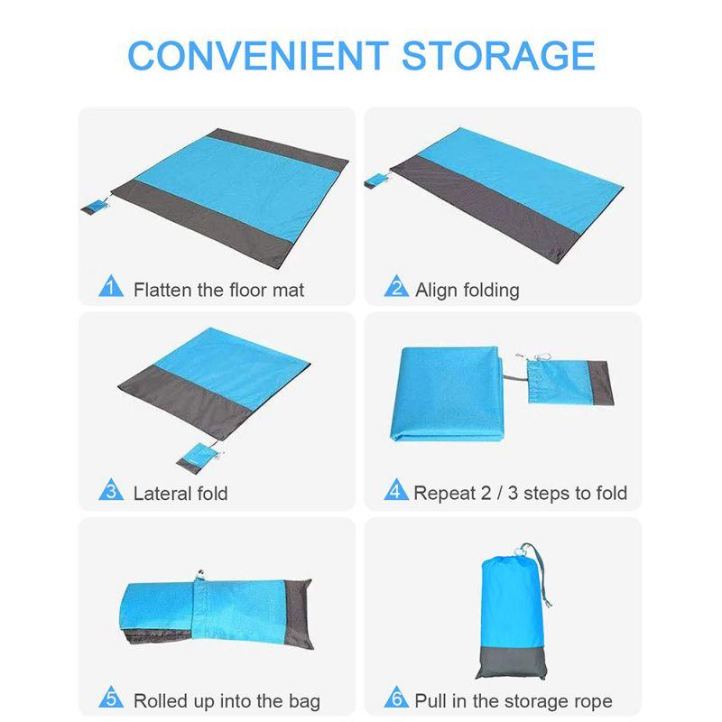 Beach Blanket Picnic Blanket Waterproof Sand Mat Light Mat Portable For Travel Camping Hiking Bagless Sand Mat