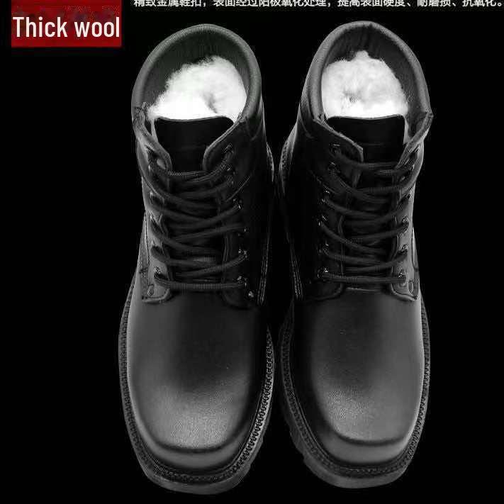 Men's Genuine Leather Winter Boots - Non-Slip, Thickened Cowhide and Wool for Cold Protection