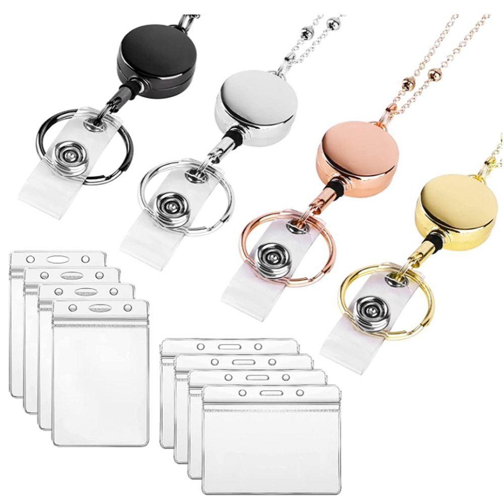 Chain Badge Reel Clip Badge Reel Lanyard With Necklace Name Card Badge Holder With ID Card Holders