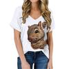 Summer Animal Funny Squirrel 3D Print T-shirts Women Casual Streetwear Short Sleeve V-Neck T Shirt Harajuku Tees Tops Clothing
