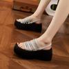 Thick-soled Half-slippers Women's 2025 Summer New Rhinestone Black Fashion Sandals Roman Versatile Comfortable Height-increasing Women's Shoes