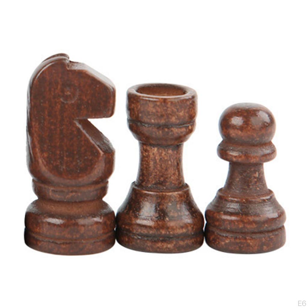 32 Pieces Wooden Chess Pieces, Figure Game Accessories, Tournament Players,