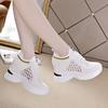 High Heeld Wedge Breathable Women's Shoes Summer New Black White Shoes Hidden Wedges Heel 8cm Casual Lace Up Platform Increase Sneakers Woman