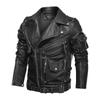 Men's Autumn and Winter Personalized Leather Jacket Slim Fit Multi Pocket Zipper Jacket