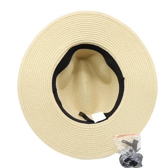 Beach Sun Straw Hat for Women Wide Brim Sun Protection Woven Hat Summer Foldable Packable Roll Up Cap for Travel