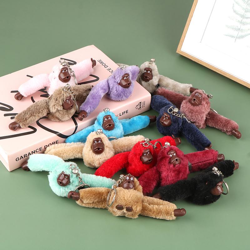 Cute Girl Plush Fur Monkey Key Chain Orangutan Keychain On Pant Women Bag Car Trinket Female Toy