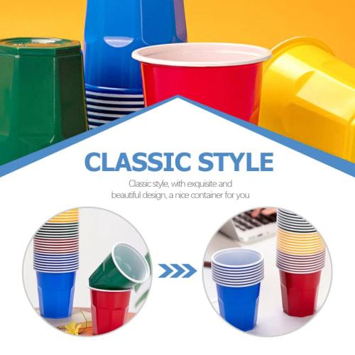 OUNONA Disposable Cups, Heat-Resistant, Colored Plastic Drinking Cups, 250ml, Double-Walled, Simple Design, Suitable for Kindergarten and Daycare, 100