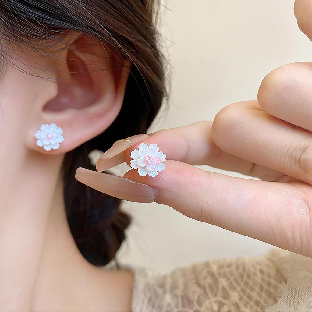 Korean Series Light Luxury Niche Advanced Feeling Camellia Flower Earrings For Women