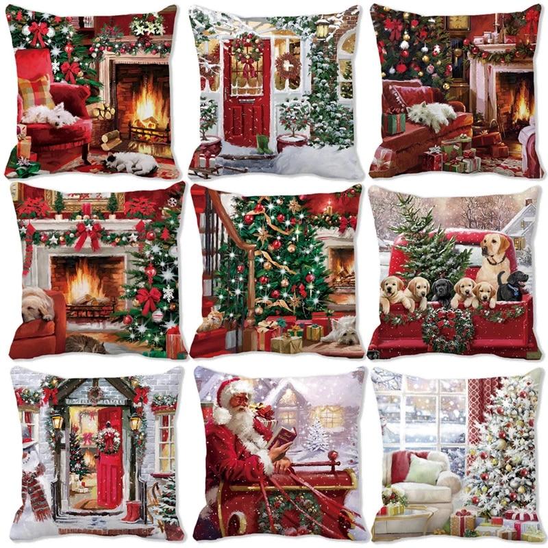 Christmas Ornament Navidad Noel Xmas Gifts Christmas Cushion Cover Merry Christmas Decorations for Home