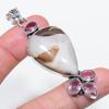 Natural Polka Dot Agate, Kunzite 925 Sterling Silver Jewelry Pendant 2.84" k4M31