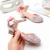 Children's Leather Shoes Fashion Sequins Kids Princess Single Shoes Glitter Bowknot Girls Party Wedding Sandals Dress Mary Janes