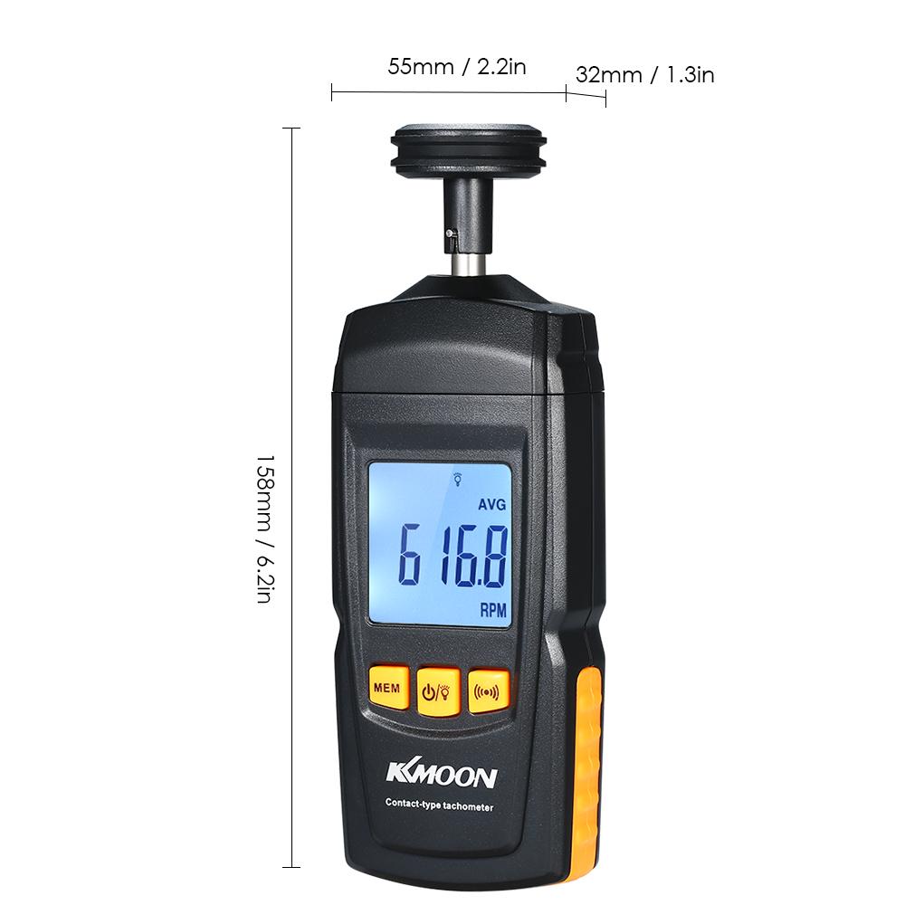 Kkmoon Digital Tachometer Handheld Contact Motor Tachometer LCD Speedometer Tach RPM  Teste