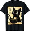 Funny Cat Ramen Graphic Tee Japanese Kawaii Anime Cat T-Shirt