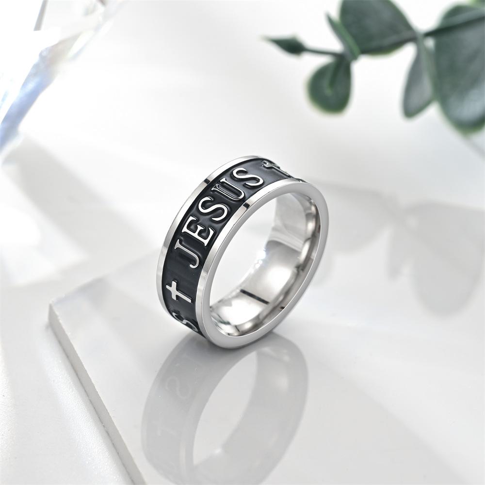 Titanium Steel Does Not Fade, Corrode or Smear Men's Jesus Ring Jewelry