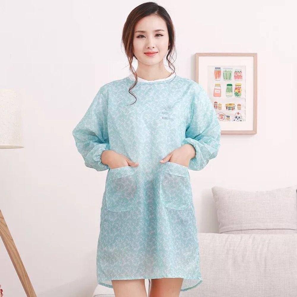 Polyester Long Sleeve Apron Oil Resistant Kitchen Long-Sleeved Smock Waterproof Apron Canteen
