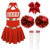 Girls Cheer Leader Halloween Performance Uniform Costume High School Sleeveless Dress Cheerleading Outfit