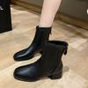 Slimming Short Plush Women Ankle Boots Autumn Winter Ladies Concise Thick Heel Short Botas Zapatos De Mujer