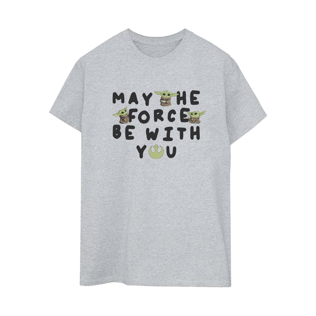 Star Wars Womens/Ladies The Mandalorian Grogu May The Force Be With You Cotton Boyfriend T-Shirt