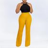 D3257 European & American Fashion High Waist Wide Leg Solid Color Pants