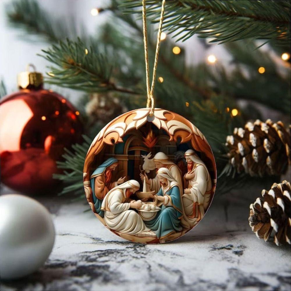 Acrylic Painted Nativity Pendant Hangable Home Decor New Christmas Pendant