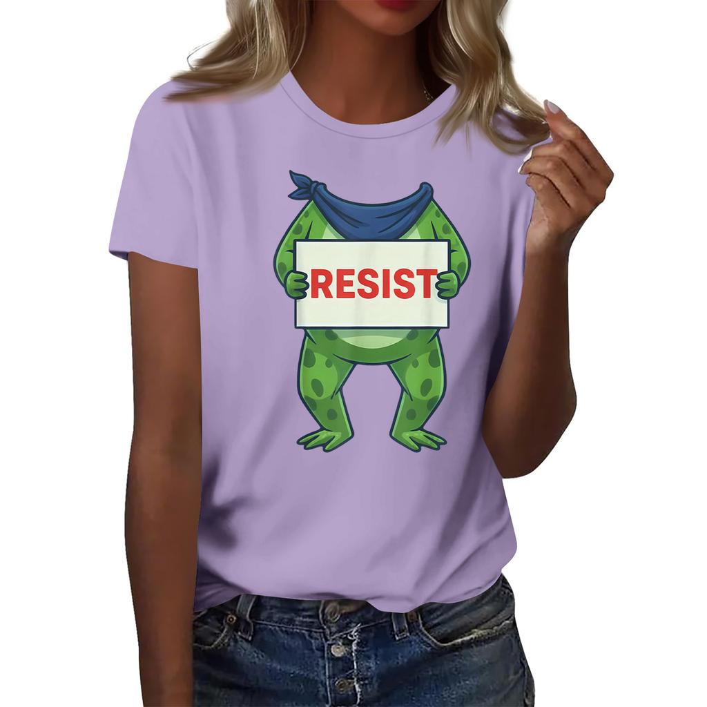 Women's Printed Round Neck Short Sleeve Top