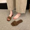 Flat Bottom One-word Fashion Cool Slippers Summer New Retro Open-toed Outer Slippers Light