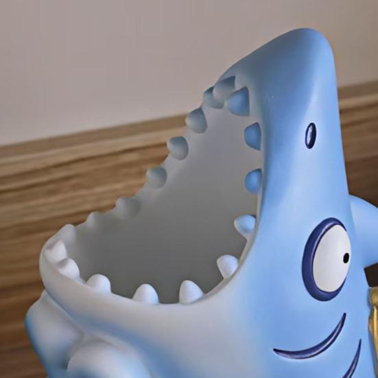 Shark Shape Pen Holder Stable Non-Slip Design Storage Box Large Capacity Stationery Makeup Brush Toothbrush Organizer