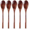AOOSY Spoon Natural Wood Carved from Blocks of No Natural Lacquer Perfect for Lunch Dining Chinese Fried and Shaved Ice Spoons 5-Piece Set, 22cm,