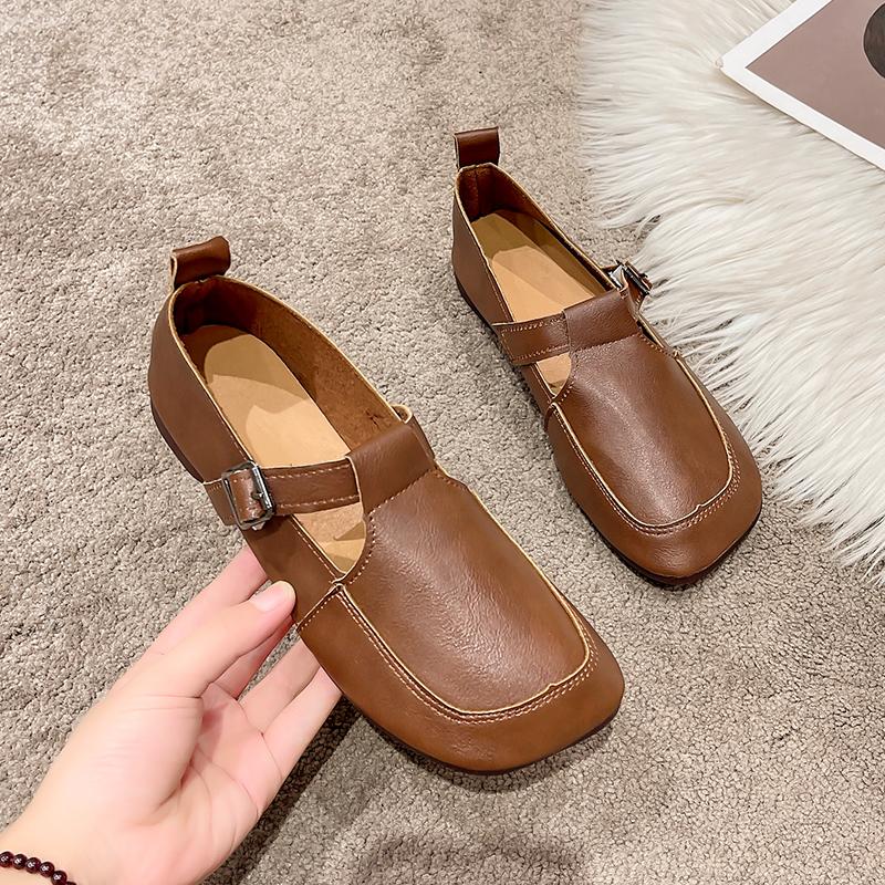 Fashion Genuine Leather  Women's Flat Shoes Loafers 2024 Spring and Autumn New Comfortable Soft-soled Flat Shoes