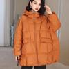 Women White Duck Down Jacket Hooded Autumn Winter Warm Oversize Puffer Coat Casual Loose Thick Parkas Female Outwear