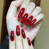 24Pcs Red Medium Long Coffin Nails Reflective Glitter Cat-Eye Fake Nails Gloss Full Covered Fake Nails For Women And Girls
