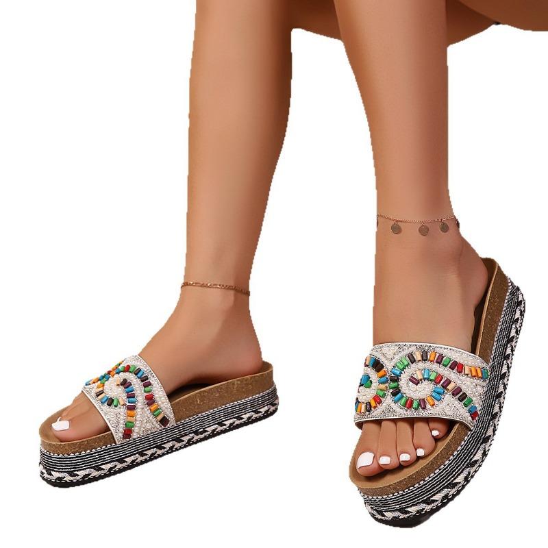 New Water Diamond Shoes for Women Plus-size Muffin Thick-soled Flip-flops