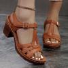 New Summer Women's Plus Size Solid Color Sandals One-Strap Buckle High Heel Shoes