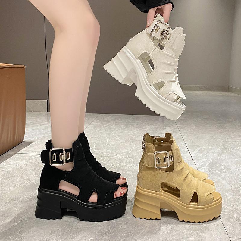 Classic Thick Soled Sandals, Women's New Hollow Thick Heel Sandals, High Top High Heels, Summer Casual Versatile Sandals