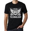 Men’s Vintage Tee Shirt Graphic T Shirt Feel The Technology Deep Black White Text