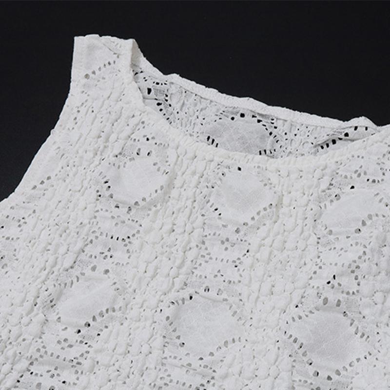 Y2K White Casual 2 Piece-Set Long Skirt Women Hollow Out Patchwork Sexy Cropped Tank Top and Maxi Skirt Sets Female Outfits