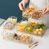 Luxury Dried Fruit Salad Plate Snack Dishes Transparent Square Dessert Jar Dish Grid Food Storage Preserved Tray Box