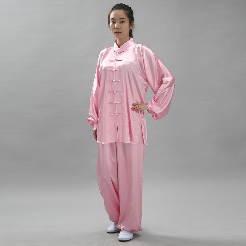 2Pcs/Set Unisex Button Placket Shirt Loose Solid Color Chinese Traditional Tai Chi Suit Kung Fu Wear Men Clothes