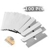 100pcs Razor Blade Refills Single Edge Extra Sharp Heat Treated Safety Knife Scrapers With Sleeve