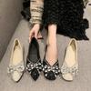 Spring Woman Elegant Square Toe Sequins Kawaii Ballet Flats Barefoot Designer Luxury   Female Shoes Party
