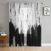 Black Oil Painting Abstract Geometric Texture Bedroom Transparent Sheer Curtains Holiday Decoration Window Voile Tulle Curtain