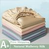 Mulberry Silk Fitted Bed Sheet with Elastic Bands Luxury Mattress Cover Double King Queen Size Bed Cover 120/140/160/180/200cm