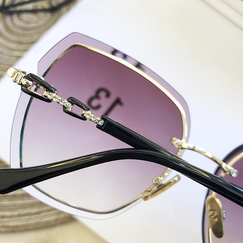 Women's Rimless Square Sunglasses Brand Designer Sun Glasses Vintage Shades Female Pink Eyewear