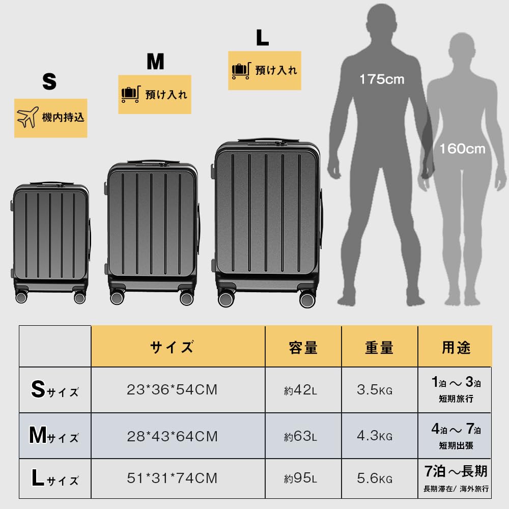 Suitcase with Expansion Carry Front Carry Large USB Port Cup Holder Hidden Hook Zipper Double TSA Rourke Overseas Carry Business Hospitalization M