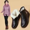 Leather Boots New Winter Middle-aged Flat-soled Short Boots Female Mother Warm Cotton Shoes Soft Sole Non-slip Thickened Velvet Women's Shoes